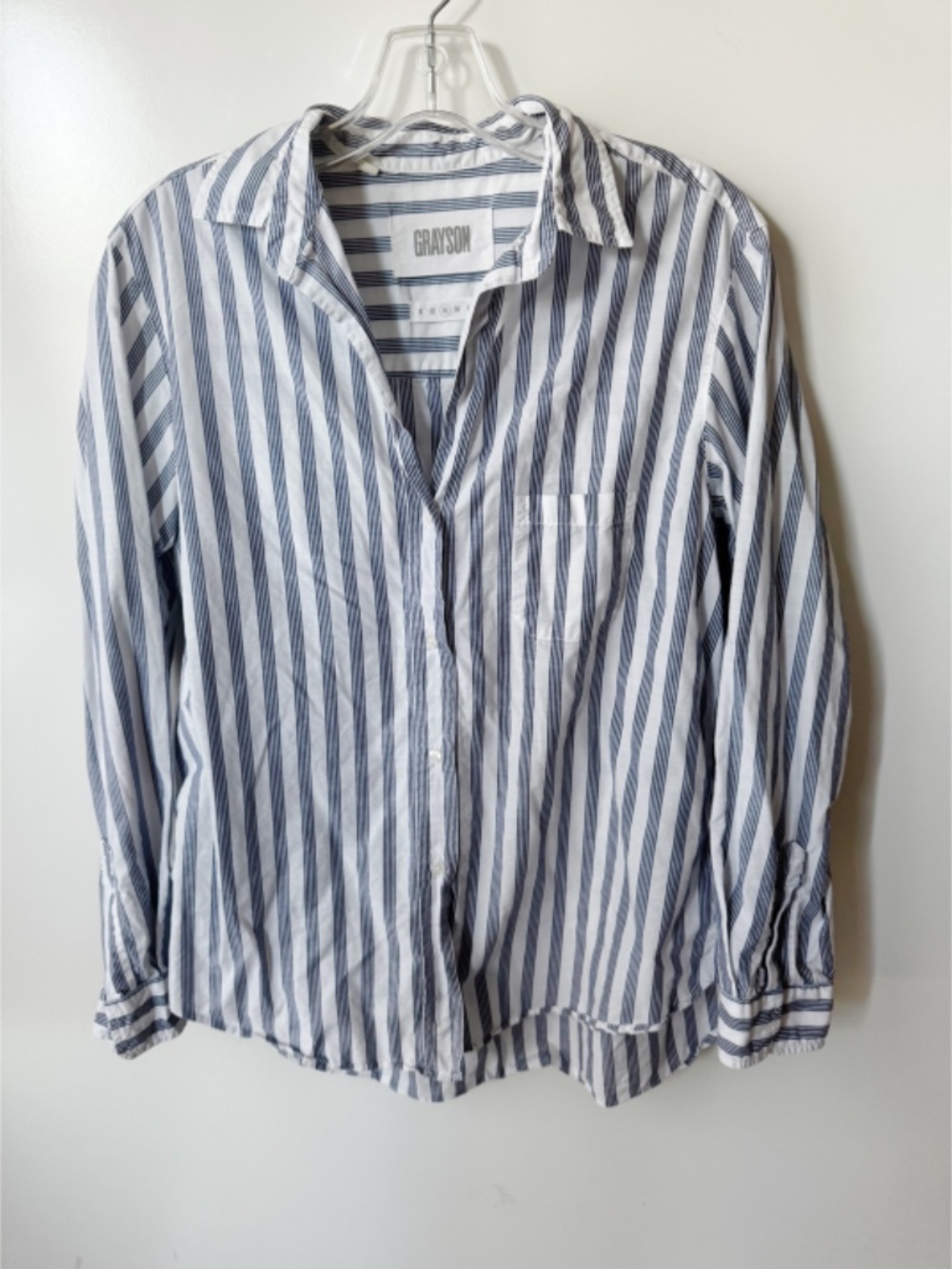 Frank & Eileen x Grayson The Hero Stripe Cotton Button Down Shirt Blue White M - Picture 2 of 6